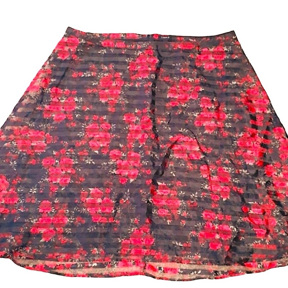 187- Torrid Black stripe and foral Midi Skirt - Picture 4 of 4